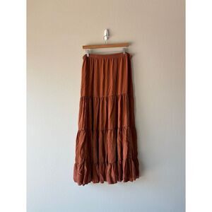 Orange boho maxi skirt